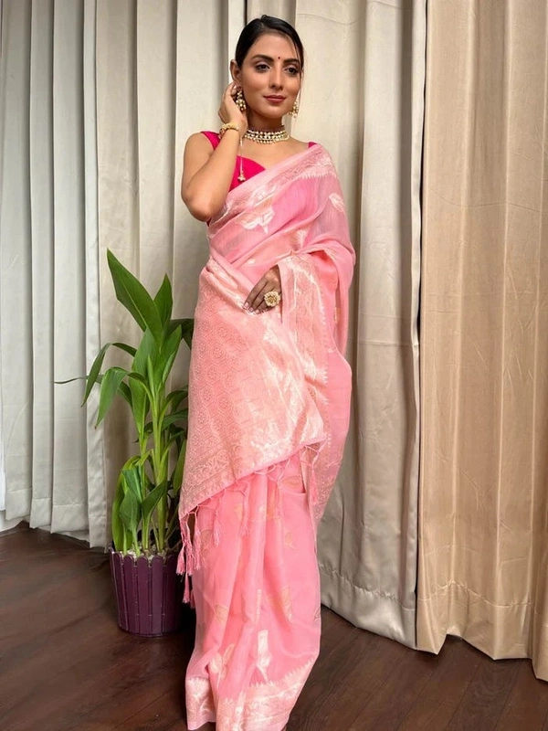 Azorte Fashion Azorte Trendz Soft Lilan Slab Saree with Rich Pallu & Jacquard Work – Elegant & Stylish