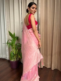 Azorte Fashion Azorte Trendz Soft Lilan Slab Saree with Rich Pallu & Jacquard Work – Elegant & Stylish