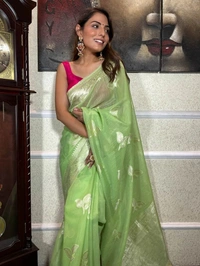 Azorte Fashion Azorte Trendz Soft Lilan Slab Saree with Rich Pallu & Jacquard Work – Elegant & Stylish