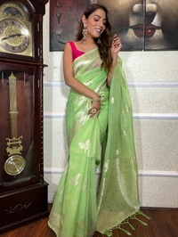 Azorte Fashion Azorte Trendz Soft Lilan Slab Saree with Rich Pallu & Jacquard Work – Elegant & Stylish