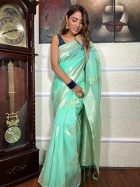 Azorte Fashion Azorte Trendz Soft Lilan Slab Saree with Rich Pallu & Jacquard Work – Elegant & Stylish