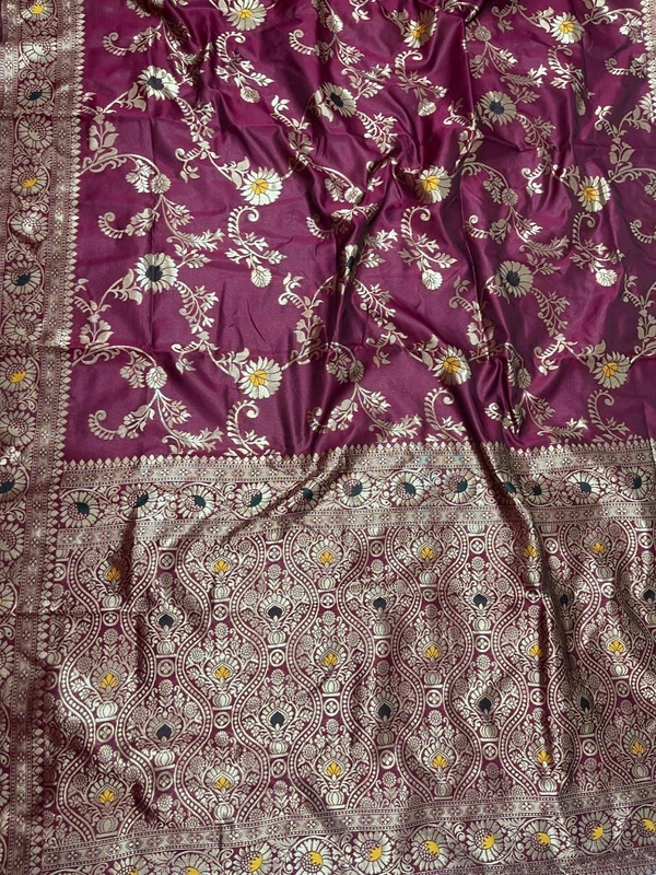 Azorte Fashion Azorte Banarasi Soft Silk Saree – Elegant Zari Work & Jacquard Weave