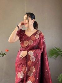 Azorte Fashion Azorte Banarasi Soft Silk Saree with Zari Work & Brocade Blouse – Elegant Traditional Wear - Color 6