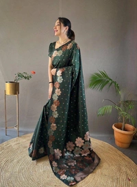 Azorte Fashion Azorte Banarasi Soft Silk Saree with Zari Work & Brocade Blouse – Elegant Traditional Wear - Color 5