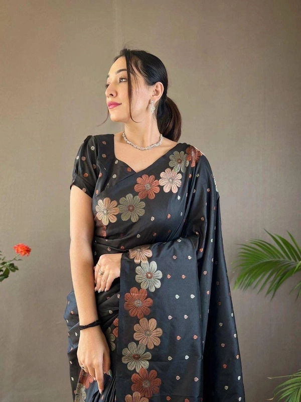 Azorte Fashion Azorte Banarasi Soft Silk Saree with Zari Work & Brocade Blouse – Elegant Traditional Wear - Color 4