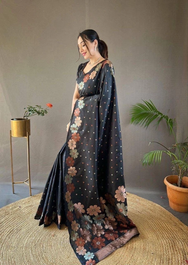 Azorte Fashion Azorte Banarasi Soft Silk Saree with Zari Work & Brocade Blouse – Elegant Traditional Wear - Color 3