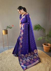 Azorte Fashion Azorte Banarasi Soft Silk Saree with Zari Work & Brocade Blouse – Elegant Traditional Wear - Color 2