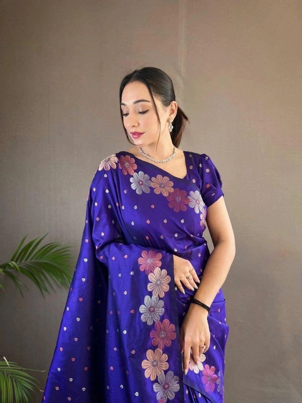 Azorte Fashion Azorte Banarasi Soft Silk Saree with Zari Work & Brocade Blouse – Elegant Traditional Wear - Color 2