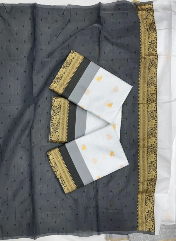 Azorte Fashion Buy Stunning White Soft Lichi Silk Saree with Black Jacquard Blouse – Premium Quality