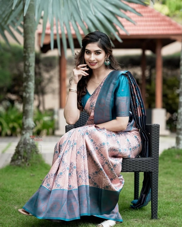 Azorte Fashion Banarasi Soft Lichi Silk Saree – Rich Pallu & Jacquard Work | Premium Quality