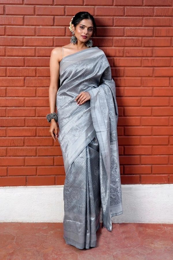 Azorte Fashion Soft Lichi Silk Saree with Rich Pallu & Jacquard Work | Premium Ethnic Wear