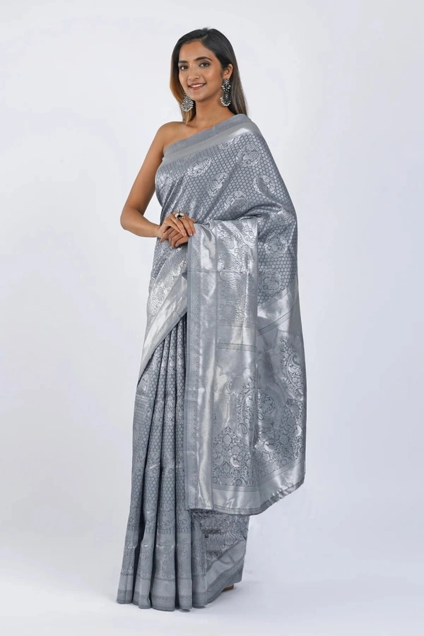 Azorte Fashion Soft Lichi Silk Saree with Rich Pallu & Jacquard Work | Premium Ethnic Wear