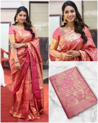 Azorte Fashion Soft Lichi Silk Saree with Rich Pallu & Jacquard Work | Premium Ethnic Wear