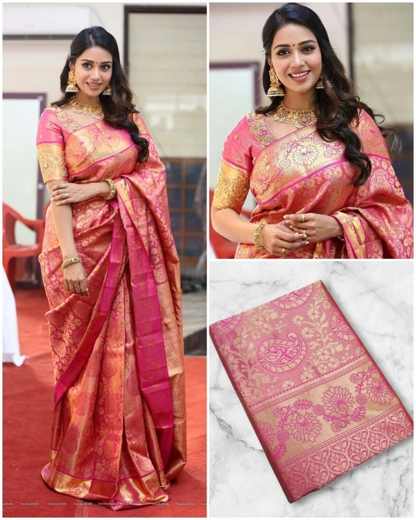 Azorte Fashion Soft Lichi Silk Saree with Rich Pallu & Jacquard Work | Premium Ethnic Wear