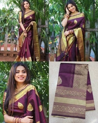 Azorte Fashion Soft Lichi Silk Saree with Rich Pallu & Jacquard Work | Premium Ethnic Wear