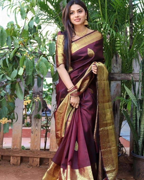 Azorte Fashion Soft Lichi Silk Saree with Rich Pallu & Jacquard Work | Premium Ethnic Wear