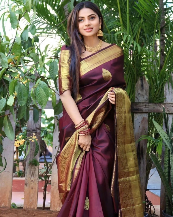 Azorte Fashion Soft Lichi Silk Saree with Rich Pallu & Jacquard Work | Premium Ethnic Wear