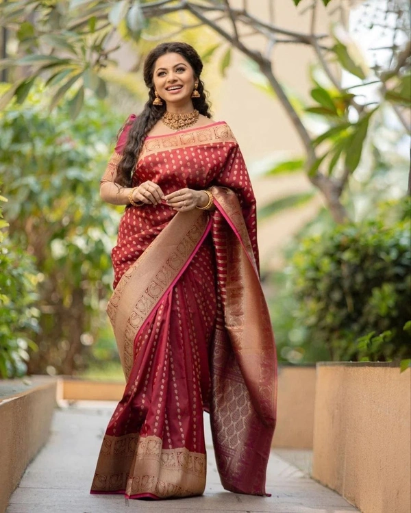 Azorte Fashion Soft Lichi Silk Saree with Rich Pallu & Jacquard Work | Premium Ethnic Wear