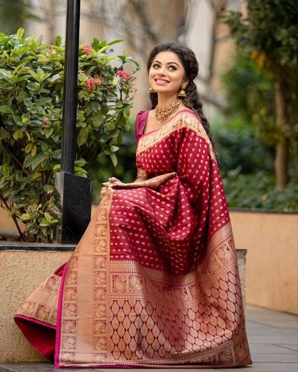 Azorte Fashion Soft Lichi Silk Saree with Rich Pallu & Jacquard Work | Premium Ethnic Wear