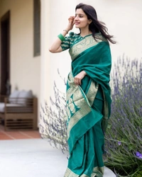 Azorte Fashion Soft Lichi Silk Saree with Rich Pallu & Jacquard Work | Premium Ethnic Wear