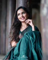 Azorte Fashion Soft Lichi Silk Saree with Rich Pallu & Jacquard Work | Premium Ethnic Wear - Dark Green
