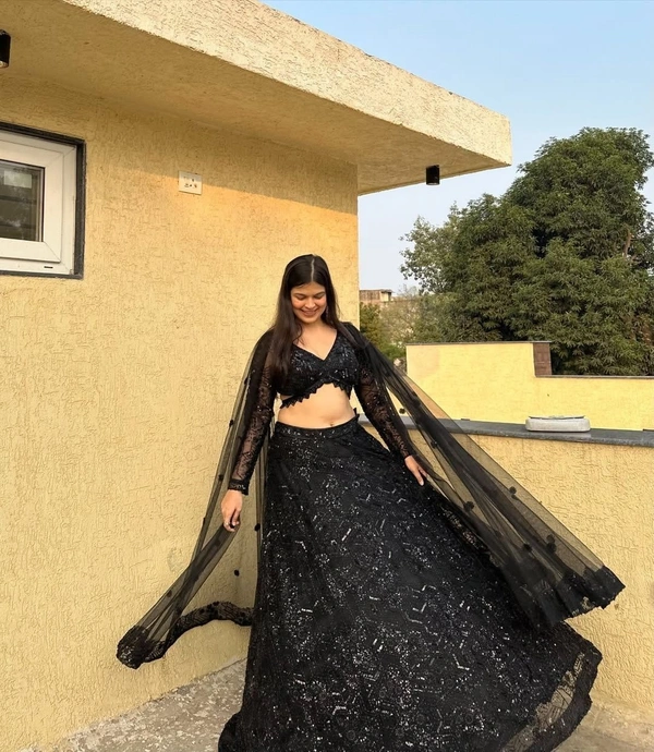 Azorte Fashion Trending Designer Lehenga – Faux Georgette with Heavy Embroidery & Sequins Work