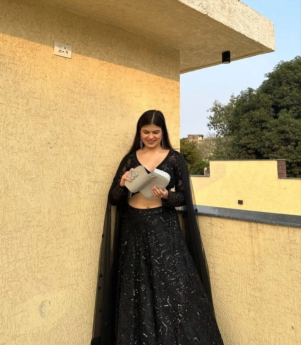 Azorte Fashion Trending Designer Lehenga – Faux Georgette with Heavy Embroidery & Sequins Work