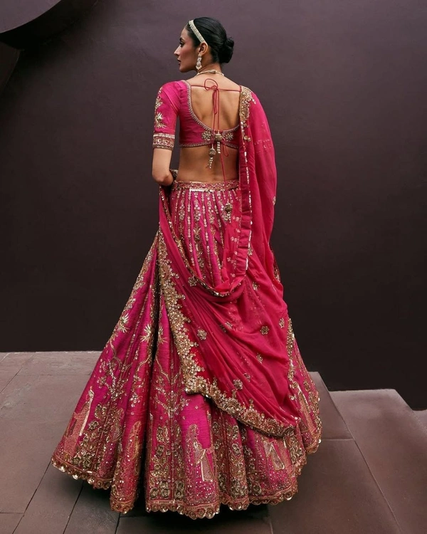 Azorte Fashion Trending Two-Tone Tapeta Silk Lehenga – Heavy Embroidery & Sequins Work