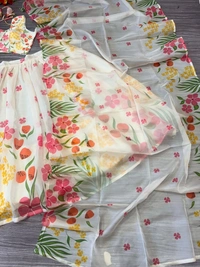 Azorte Fashion Elegant Taby Silk Floral Print Lehenga – Heavy Cancan & Organza Dupatta