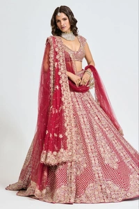 Azorte Fashion Premium Malai Satin Lehenga – Heavy Embroidery, Dori & Sequins Work 