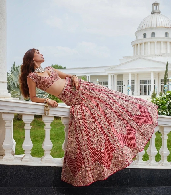 Azorte Fashion Premium Malai Satin Lehenga – Heavy Embroidery, Dori & Sequins Work 