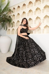 Azorte Fashion Premium Georgette Lehenga – Embroidery & Heavy Sequins Work