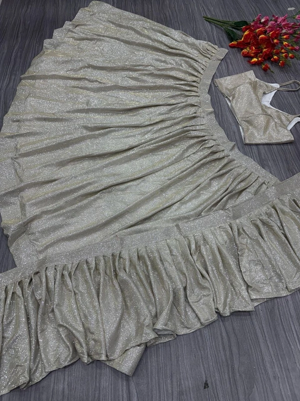 Azorte Fashion Premium Imported China Silk Lehenga – Ruffle Layer Dupatta & Heavy Flair 