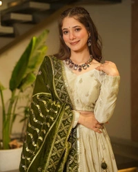 Azorte Fashion Premium Chinon Silk Lehenga – Embroidery, Jari & Sequins Work with Velvet Dupatta
