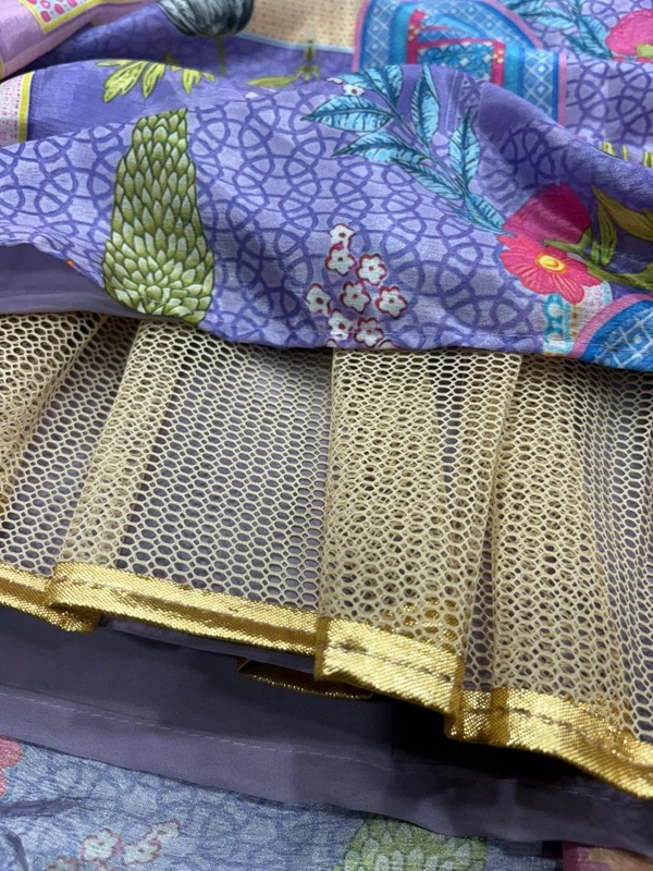 Azorte Fashion Premium Chinon Silk Lehenga – Floral Print, Koti Style Dupatta & Sikka Lace