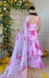 Azorte Fashion Latest Designer Ruffle Lehenga Saree in Premium Georgette – 4+ M Flair