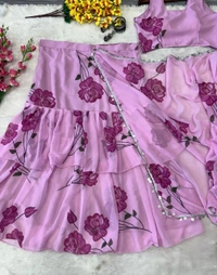 Azorte Fashion Latest Designer Ruffle Lehenga Saree in Premium Georgette – 4+ M Flair
