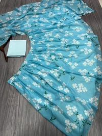 Azorte Fashion Latest Floral Print Taby Silk Lehenga with Organza Dupatta – 4M Flair - Blue