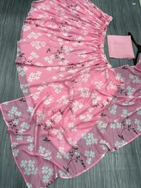 Azorte Fashion Latest Floral Print Taby Silk Lehenga with Organza Dupatta – 4M Flair - Pink