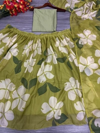 Azorte Fashion Elegant Taby Silk Floral Print Lehenga with Heavy Cancan