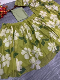 Azorte Fashion Elegant Taby Silk Floral Print Lehenga with Heavy Cancan