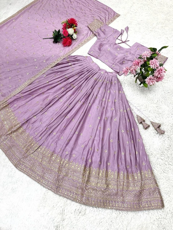 Azorte Fashion Trending Soft Chinnon Silk Lehenga with Sequins Embroidery – Perfect for New Year & Festive Season - Can Can