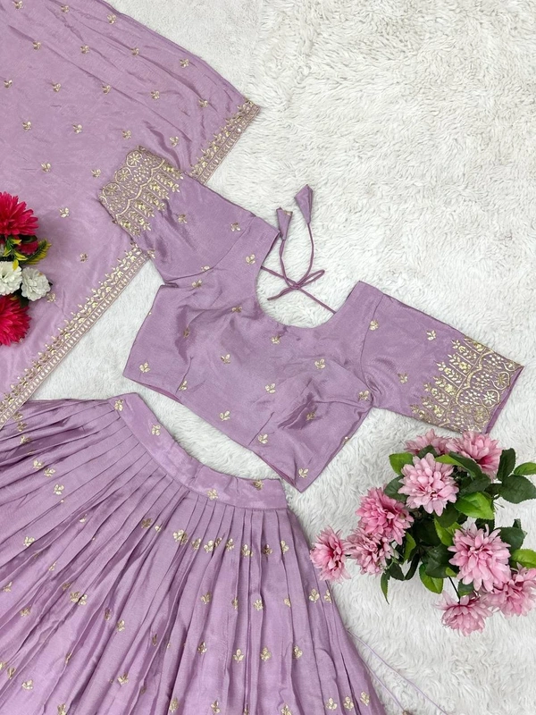 Azorte Fashion Trending Soft Chinnon Silk Lehenga with Sequins Embroidery – Perfect for New Year & Festive Season - Can Can