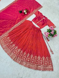 Azorte Fashion Pongal Special Soft Tissue Silk Lehenga with Sequins Embroidery – Festive Elegance - Amaranth
