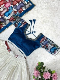 Azorte Fashion Designer Kalamkari Printed Lehenga Choli with Maggam Neck Hand Work – Trendy & Elegant - L