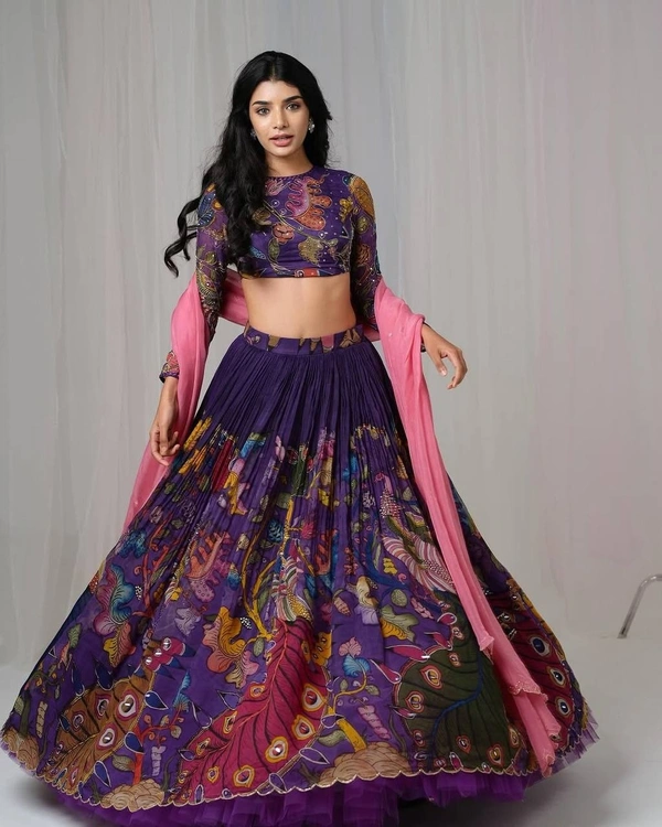 Azorte Fashion Designer Sequins Embroidered Lehenga Choli with Frill Work – Trendy & Elegant