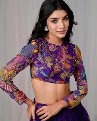 Azorte Fashion Designer Sequins Embroidered Lehenga Choli with Frill Work – Trendy & Elegant