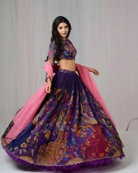Azorte Fashion Designer Sequins Embroidered Lehenga Choli with Frill Work – Trendy & Elegant
