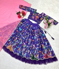 Azorte Fashion Designer Sequins Embroidered Lehenga Choli with Frill Work – Trendy & Elegant