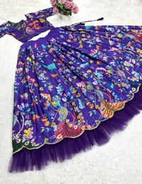 Azorte Fashion Designer Sequins Embroidered Lehenga Choli with Frill Work – Trendy & Elegant